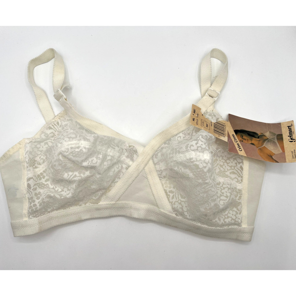 NWT 70'S VINTAGE GELMART BRA CRISS CROSS LACE STRETCH STRAP SIZE 36D WHITE - Picture 12 of 13